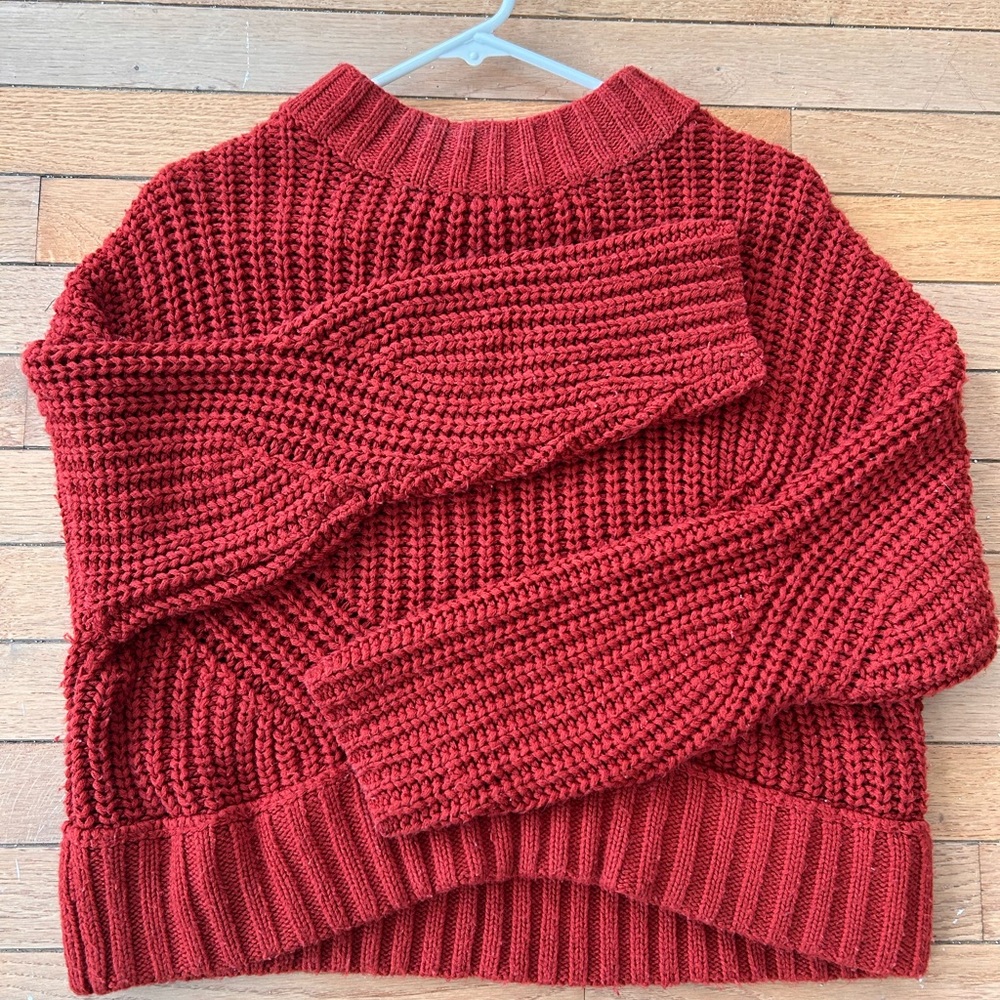 EUC Moon & Madison burnt orange cropped chunky sweater - Picture 6 of 15